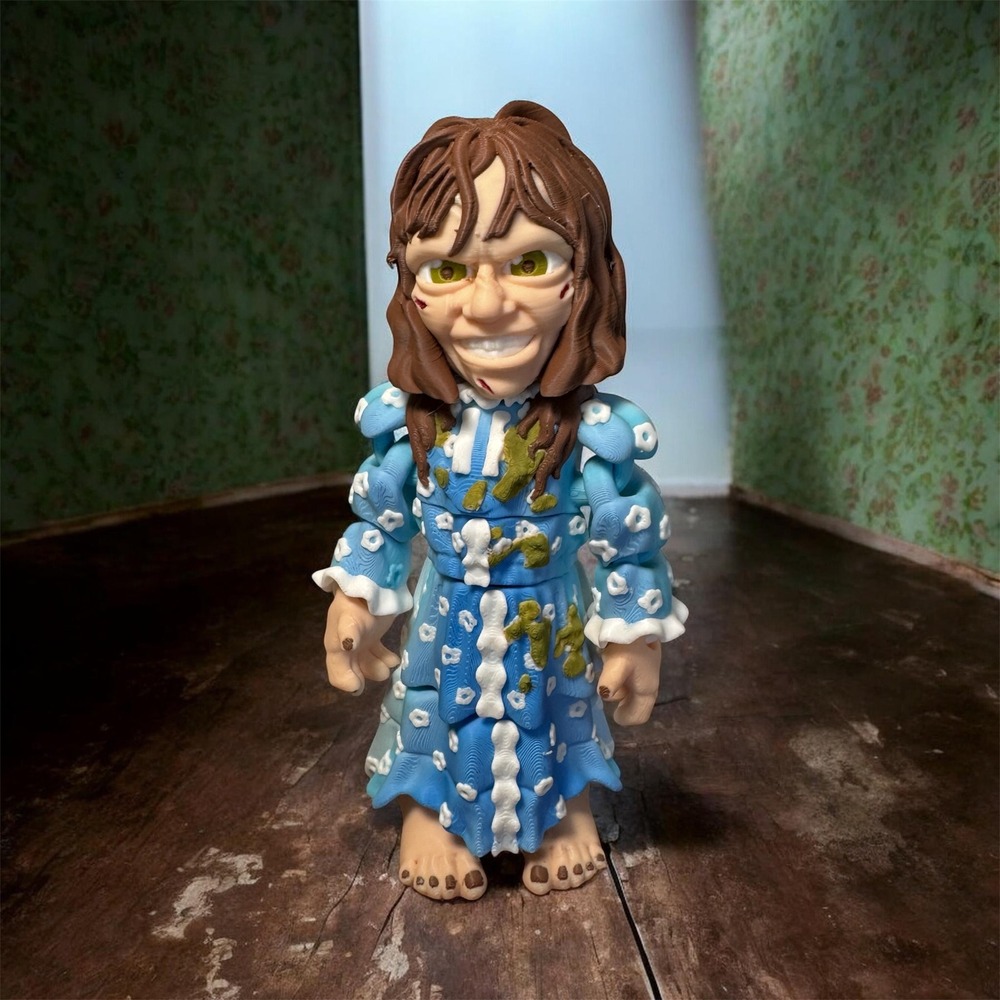 The Exorcist Regan MacNeil 3D Printed Articulated Horror Figure Blue 6.5 Inch